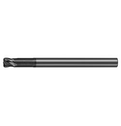 極細微粒碳化鎢圓偶角銑刀-長柄強力型四刃<br>Ultra Micro Grain Carbide Long Shank Corner Radius Short Flute End Mills - 4 Flute